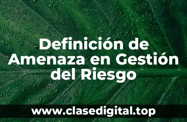 Definición de Amenaza en Gestión del Riesgo