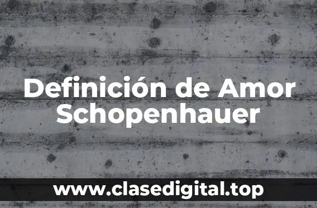 Definición de Amor Schopenhauer