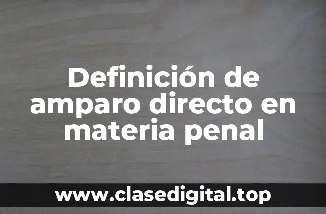 Definición de amparo directo en materia penal