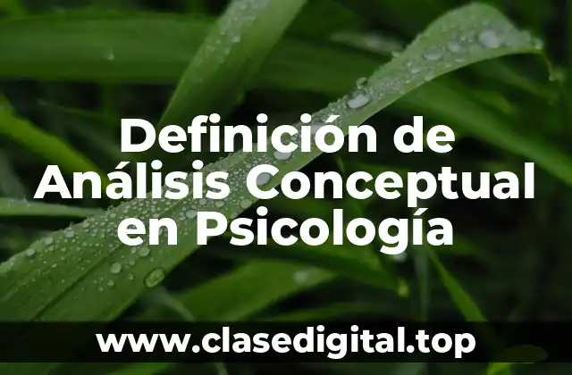 Definición de Análisis Conceptual en Psicología