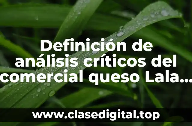 Definición de análisis críticos del comercial queso Lala Panela Rebanado