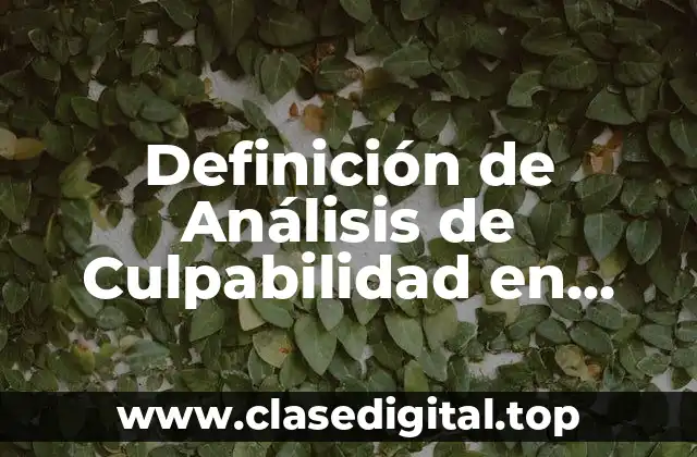 Definición de Análisis de Culpabilidad en Derecho Penal
