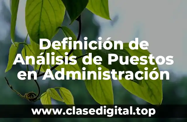Definición de Análisis de Puestos en Administración