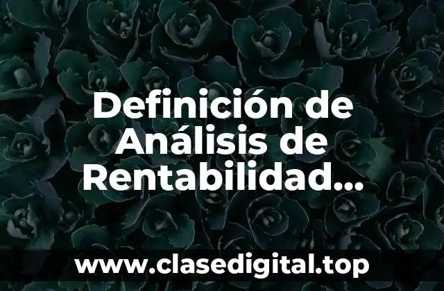Definición de Análisis de Rentabilidad Financiera