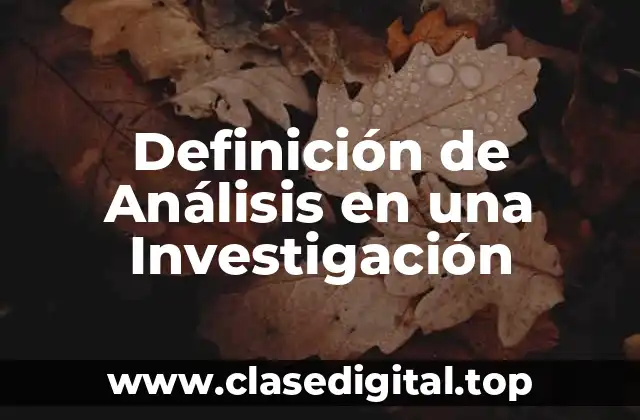 Definición de Análisis en una Investigación