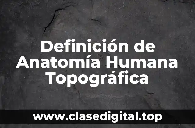 Definición de Anatomía Humana Topográfica