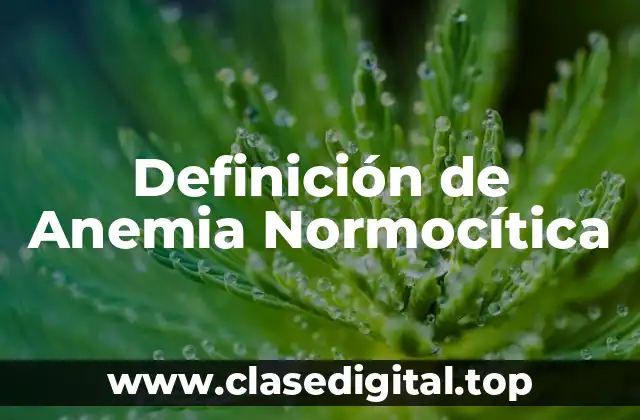 Definición de Anemia Normocítica