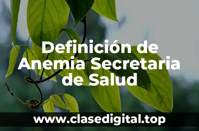 Definición de Anemia Secretaria de Salud