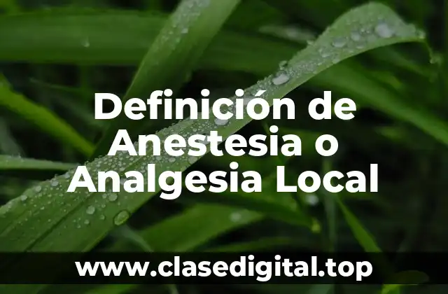 Definición de Anestesia o Analgesia Local