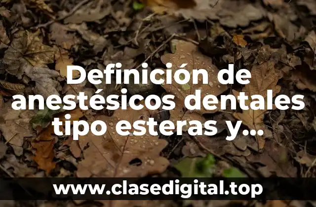 Definición de anestésicos dentales tipo esteras y amidas