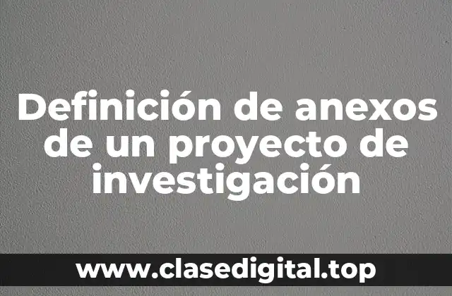 Definición técnica de anexos de un proyecto de investigación