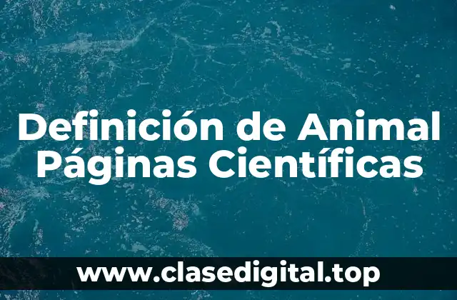 Definición de Animal Páginas Científicas
