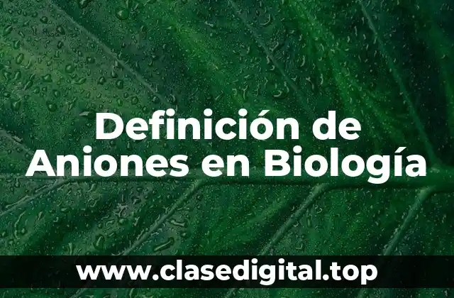 Definición de Aniones en Biología