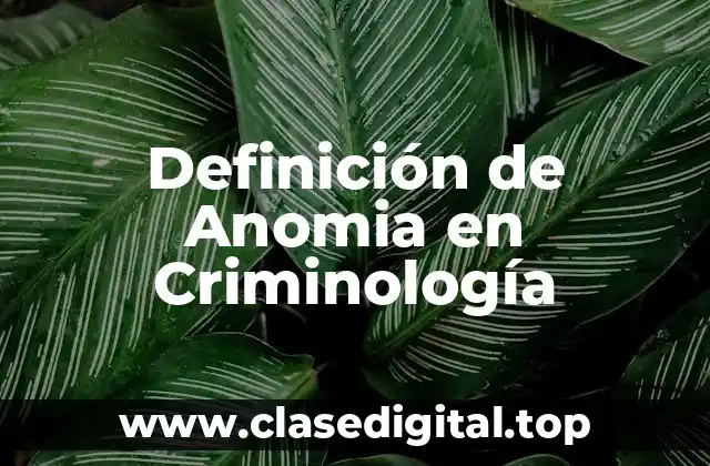 Definición de Anomia en Criminología