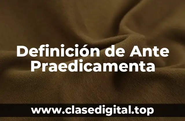 Definición de Ante Praedicamenta