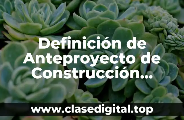 Definición de Anteproyecto de Construcción Arquitectónico