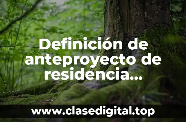 Definición de anteproyecto de residencia profesional
