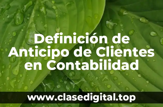 Definición de Anticipo de Clientes en Contabilidad