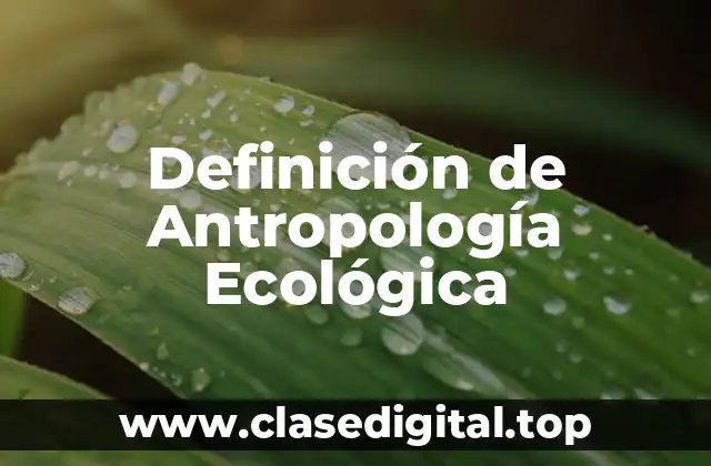 Definición de Antropología Ecológica