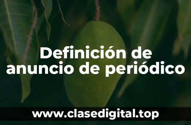 Definición de anuncio de periódico