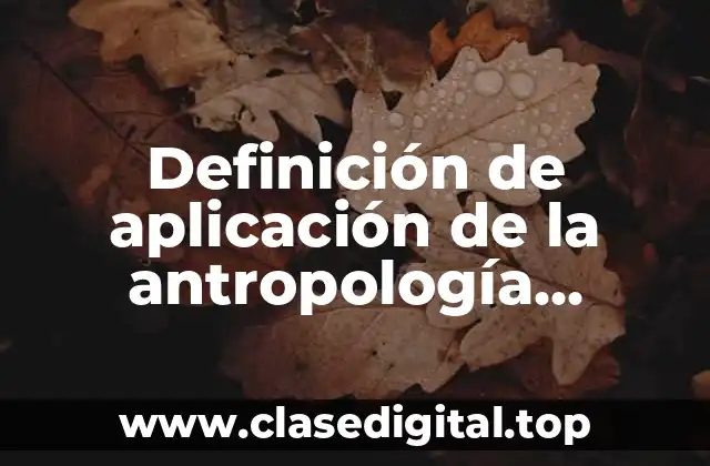 Definición de aplicación de la antropología filosofica