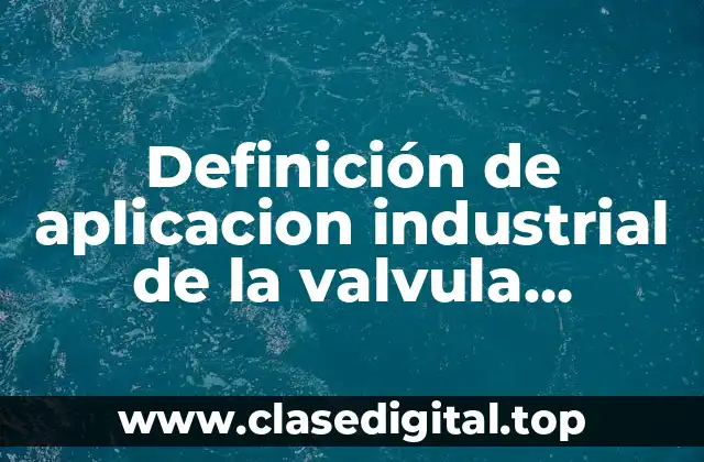 Definición de aplicacion industrial de la valvula antirretorno