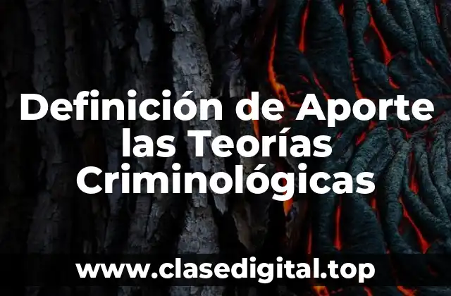 Definición Técnica de Aporte las Teorías Criminológicas