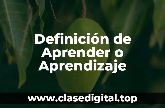 Definición de Aprender o Aprendizaje