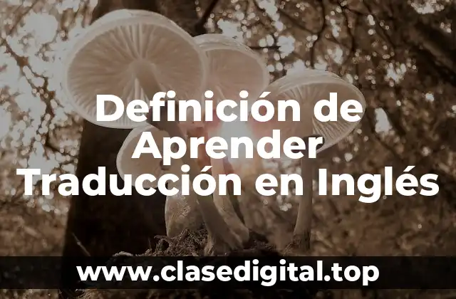 Definición de Aprender Traducción en Inglés