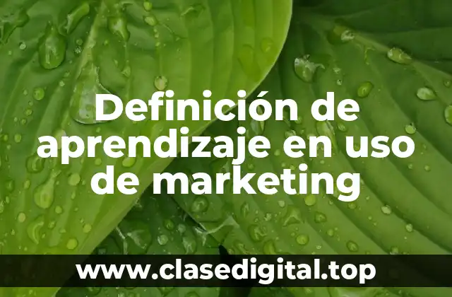 Definición de aprendizaje en uso de marketing