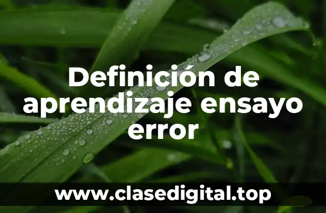 Definición de aprendizaje ensayo error