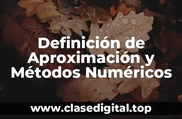 Definición de Aproximación y Métodos Numéricos