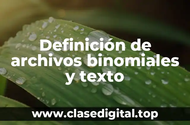 Definición de archivos binomiales y texto