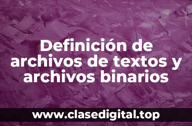 Definición de archivos de textos y archivos binarios