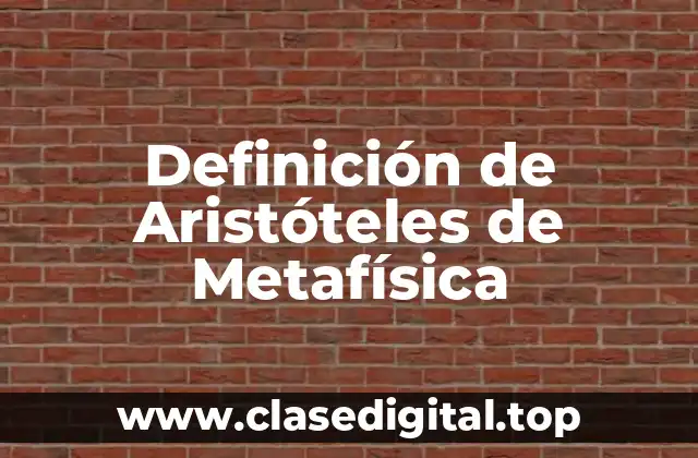 Definición técnica de Metafísica