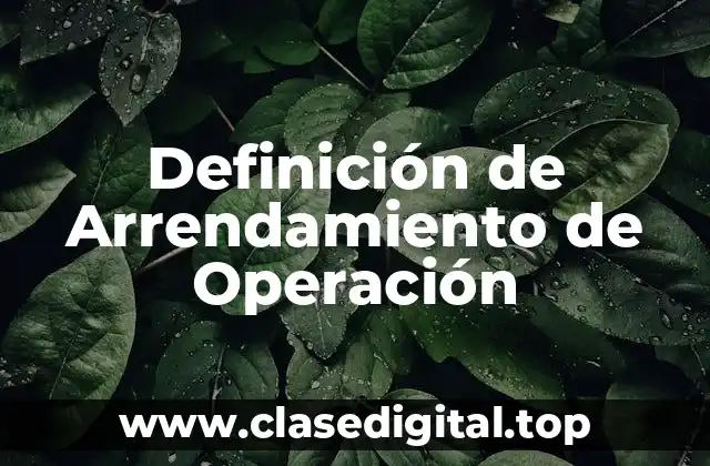 Definición de Arrendamiento de Operación