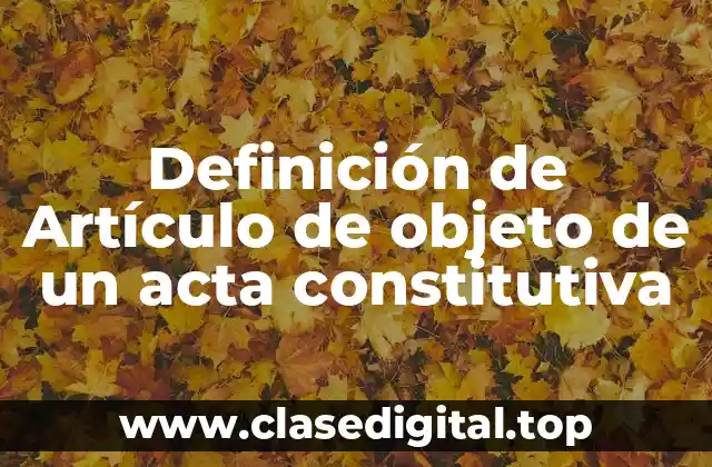 Definición de Artículo de objeto de un acta constitutiva