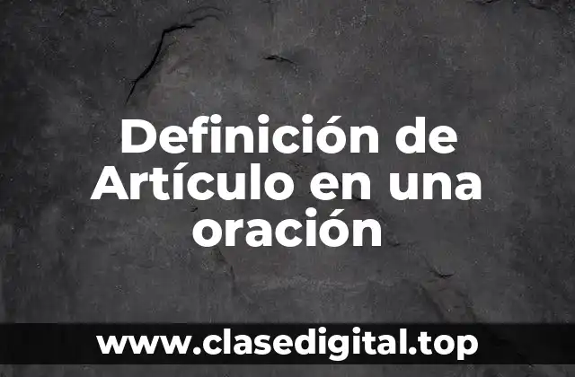 Definición técnica de Artículo en una oración