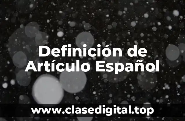 Definición Técnica de Artículo Español
