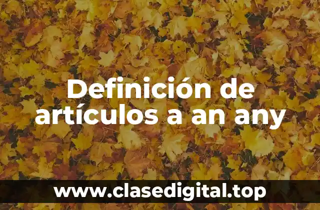 Definición de artículos a an any