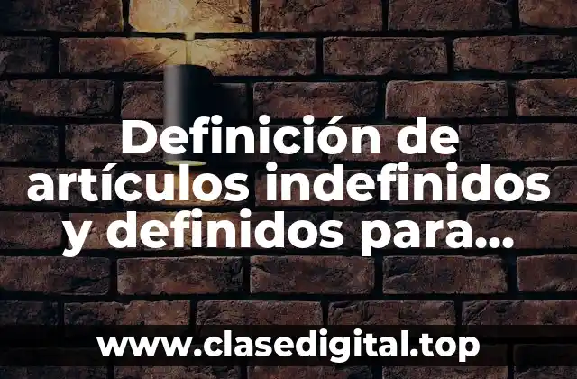 Definición de artículos indefinidos y definidos para primaria