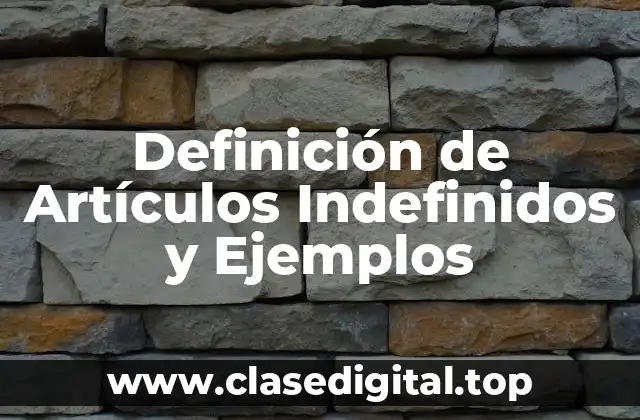 Definición Técnica de Artículos Indefinidos