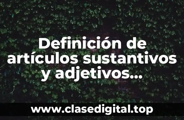 Definición de artículos sustantivos y adjetivos calificativos