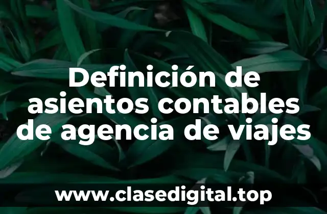 Definición de asientos contables de agencia de viajes