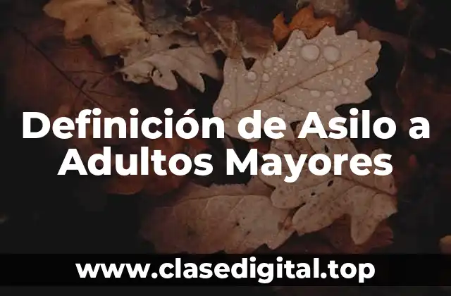 Definición Técnica de Asilo a Adultos Mayores