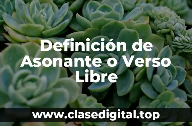 Definición de Asonante o Verso Libre