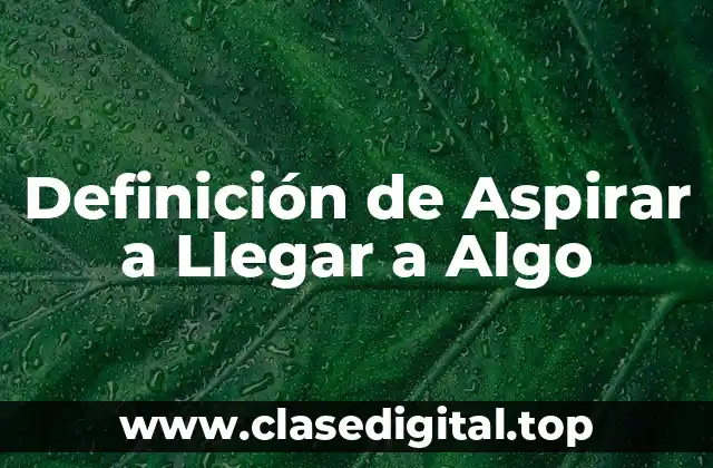 Definición de Aspirar a Llegar a Algo