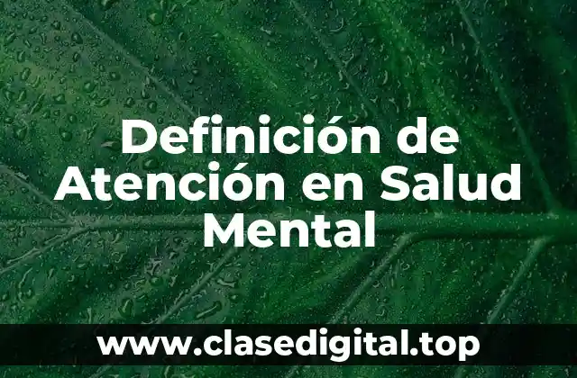 Definición de Atención en Salud Mental