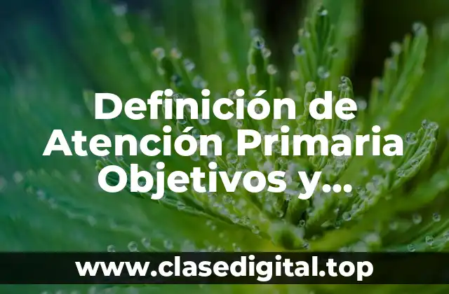Definición de Atención Primaria Objetivos y Características