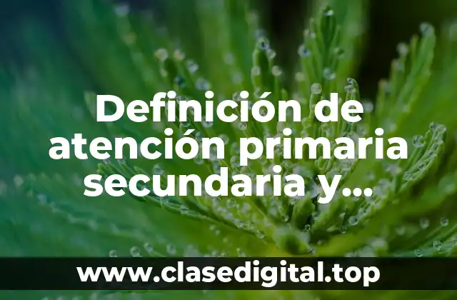 Ejemplos de atención primaria, secundaria y terciaria